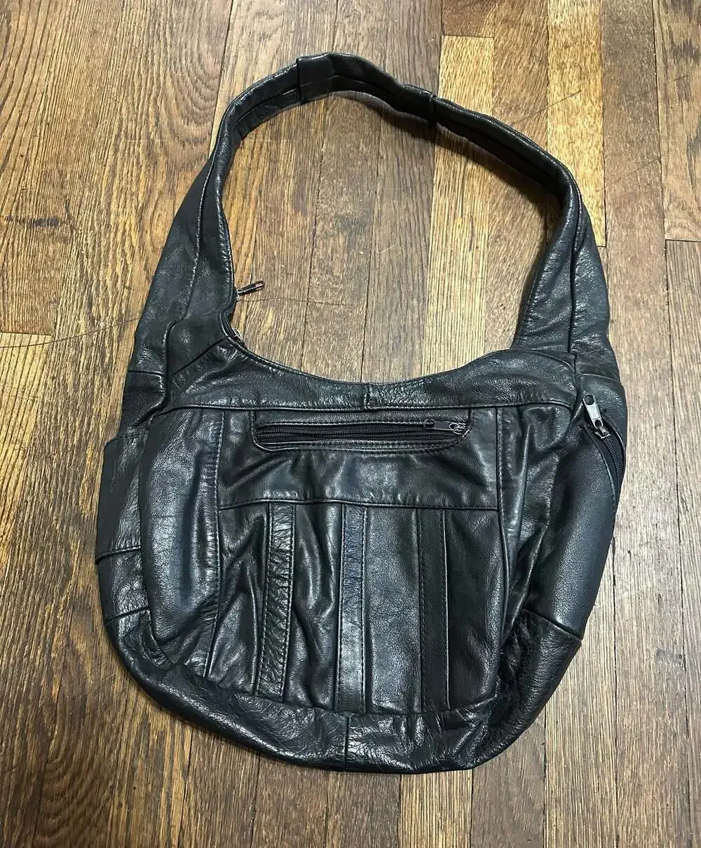 Vintage Genuine Leather Hobo Shoulder Bag Handcrafted in Mexico